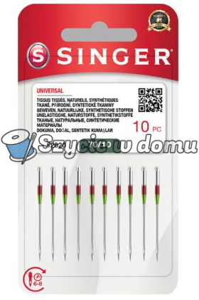 Igły półpłaskie do maszyn do szycia Singer 130/705H uniwersalne 70 10 szt.