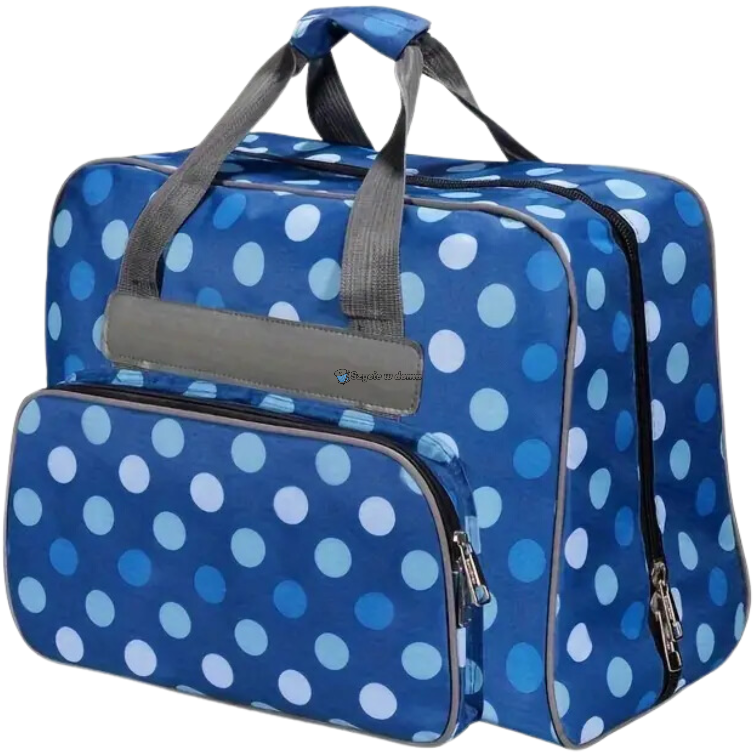 Torba pokrowiec do maszyny do szycia domowej niebieska w kropki