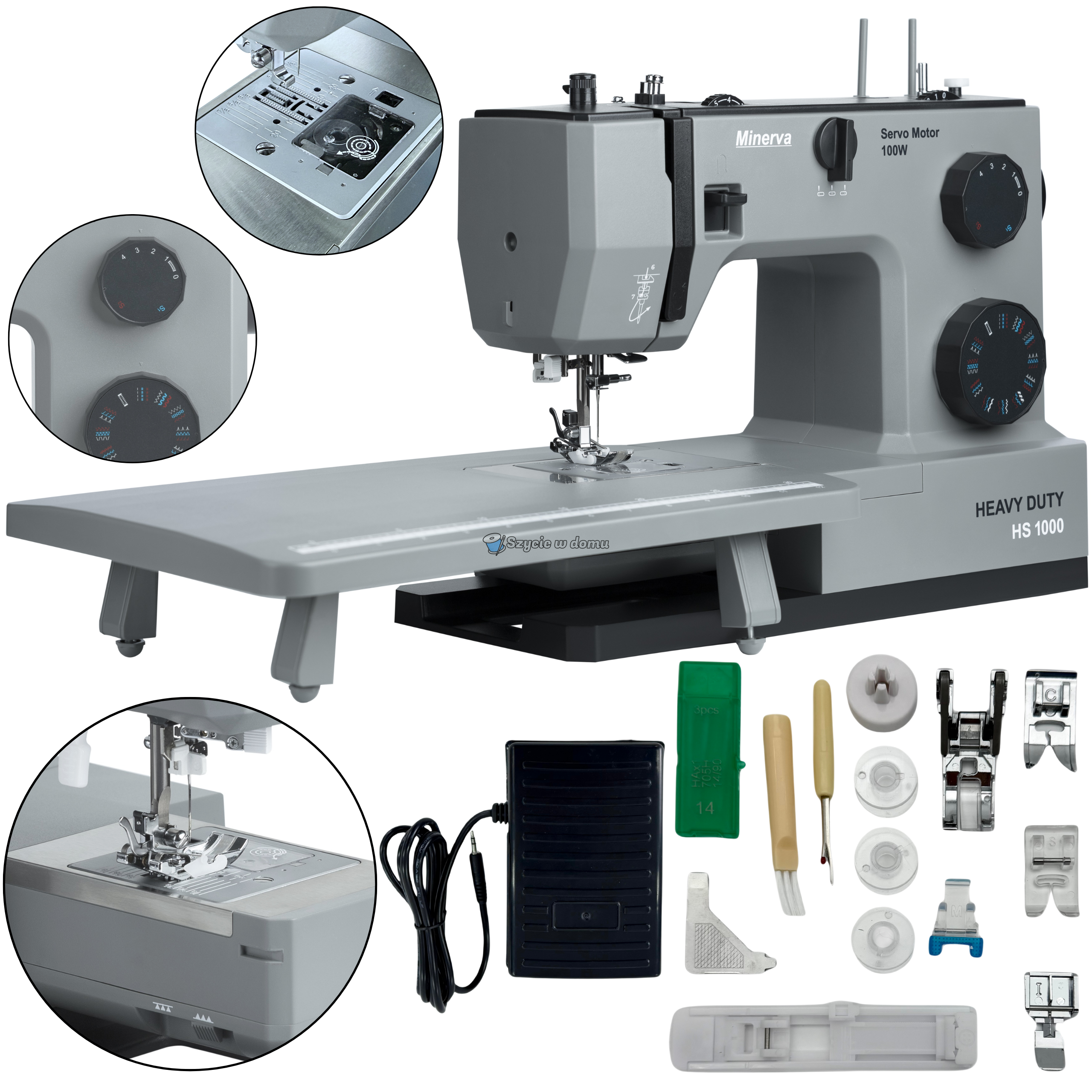 Maszyna do szycia mechaniczna Minerva HS1000 Heavy Duty domowa wzmocniona 34 Ściegi