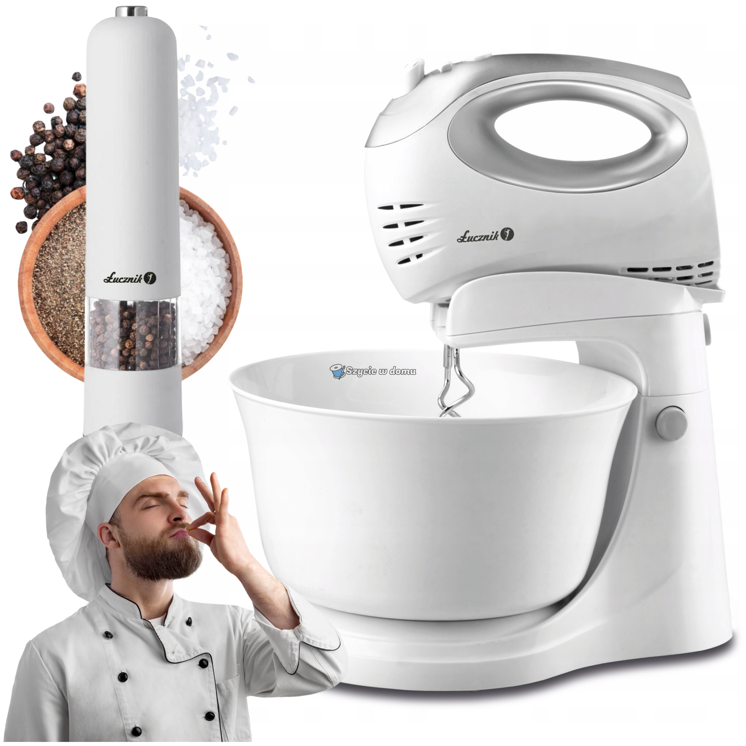 Mikser z misą robot kuchenny Łucznik MS-2019 + młynek PM-101