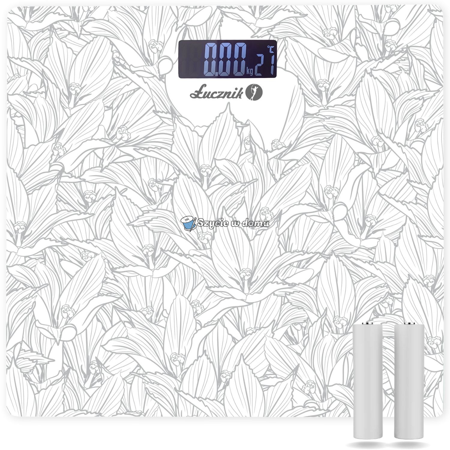 Waga łazienkowa elektroniczna Łucznik BS-973 W16 Flowers in Grey