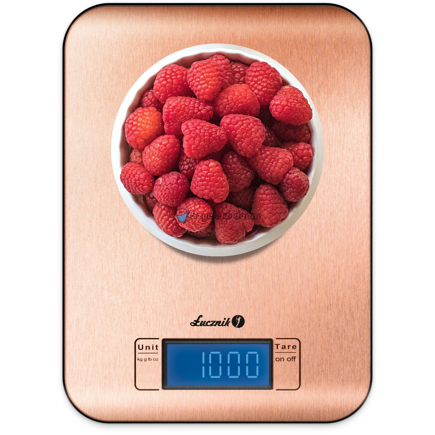 Waga kuchenna Łucznik KS-509B Różowo-złota 5 kg – stal nierdzewna, dokładność 1 g