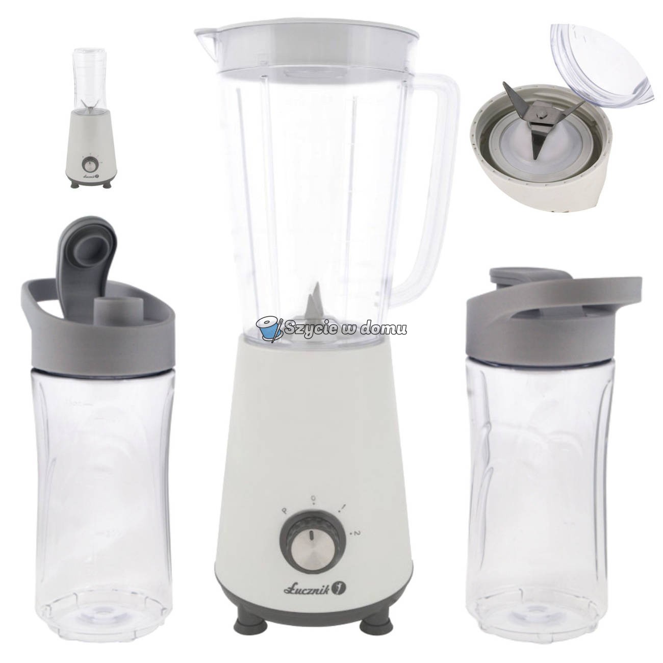 Blender kielichowy 1L Łucznik BP-2018 350W + 2 butelki 400ml do koktajli