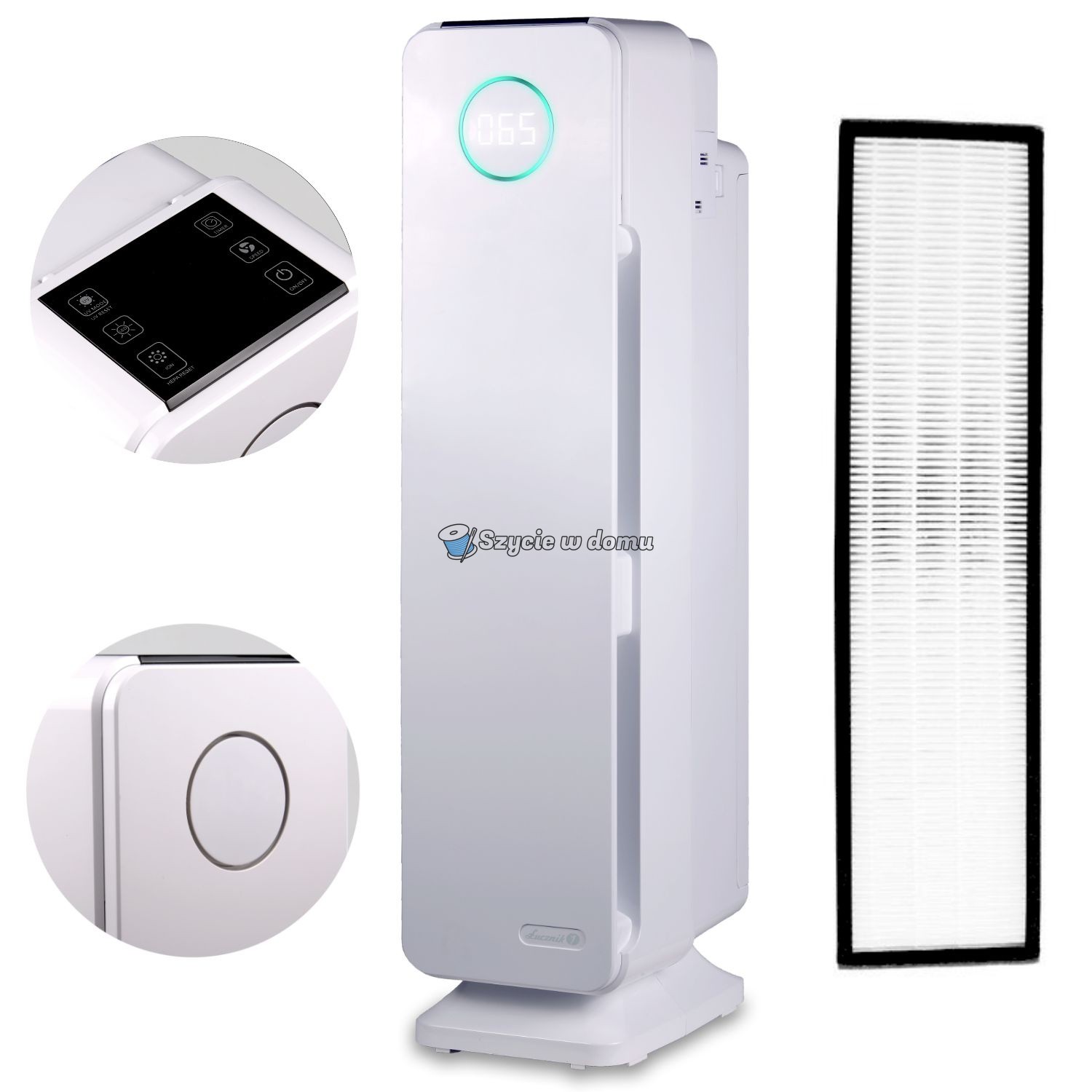 Oczyszczacz powietrza Łucznik AP-2019 W z UV-C HEPA 13 i jonizacją do 47 m²