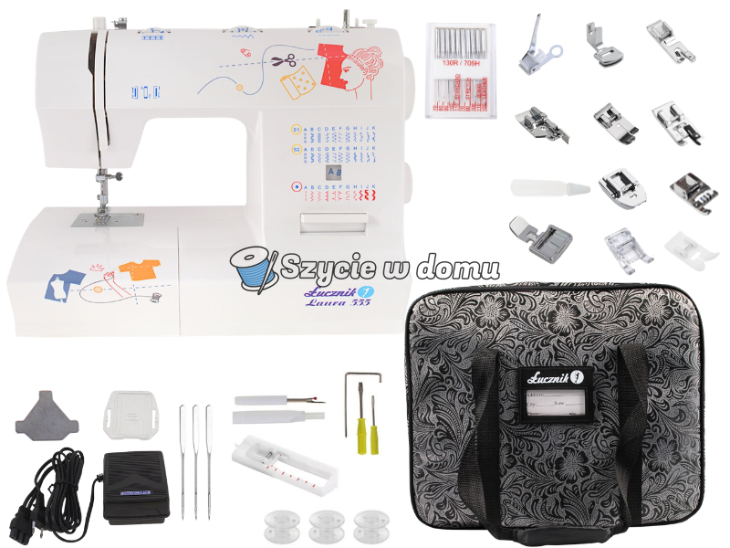 Maszyna do szycia Łucznik Laura 555 + GRATIS torba i zestaw 10 stopek