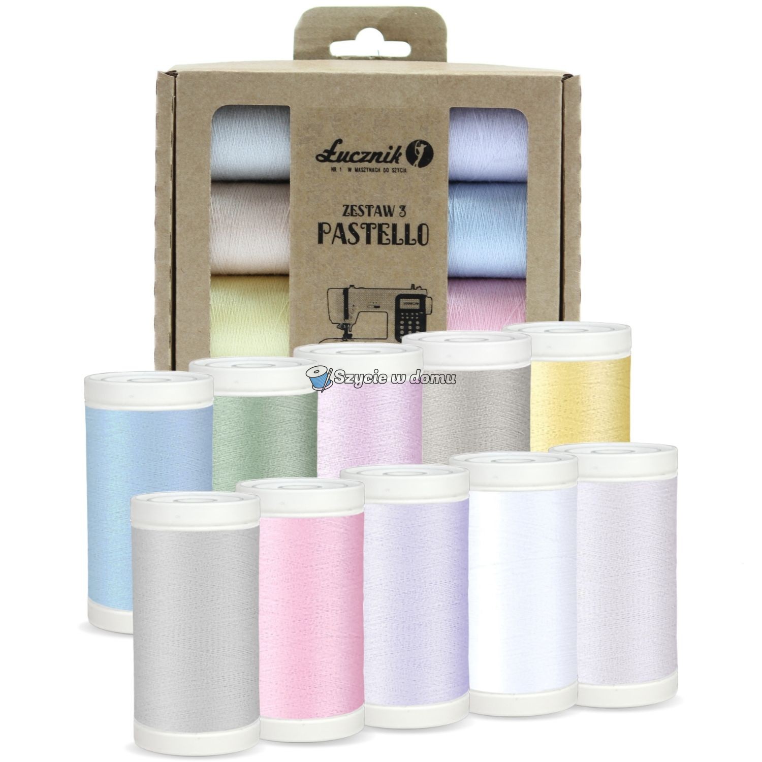 Nici do szycia Łucznik Pastello Maxi zestaw 10x500m Typ 120 pastelowe kolory