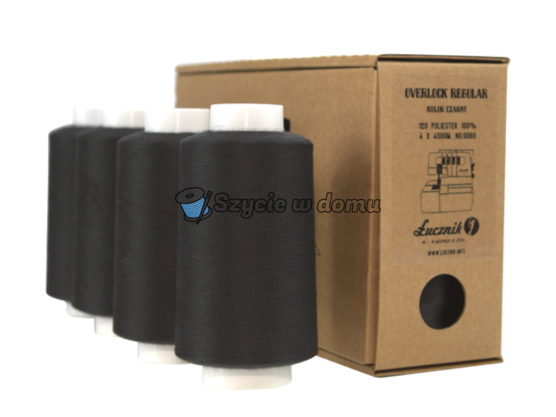 Zestaw nici do szycia na owerloku Łucznik Regular czarne 4szt 4000m typ 120