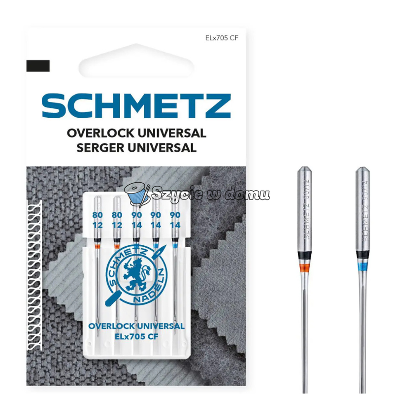 Igły  do owerloków i coverlocków Schmetz ELx705 CF rozmiar 80-90 5szt