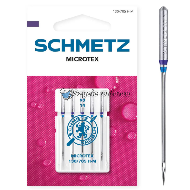 Igły do szycia Schmetz Microtex 130/705 H-M 90/14 do cienkich tkanin jedwabiu 5 szt