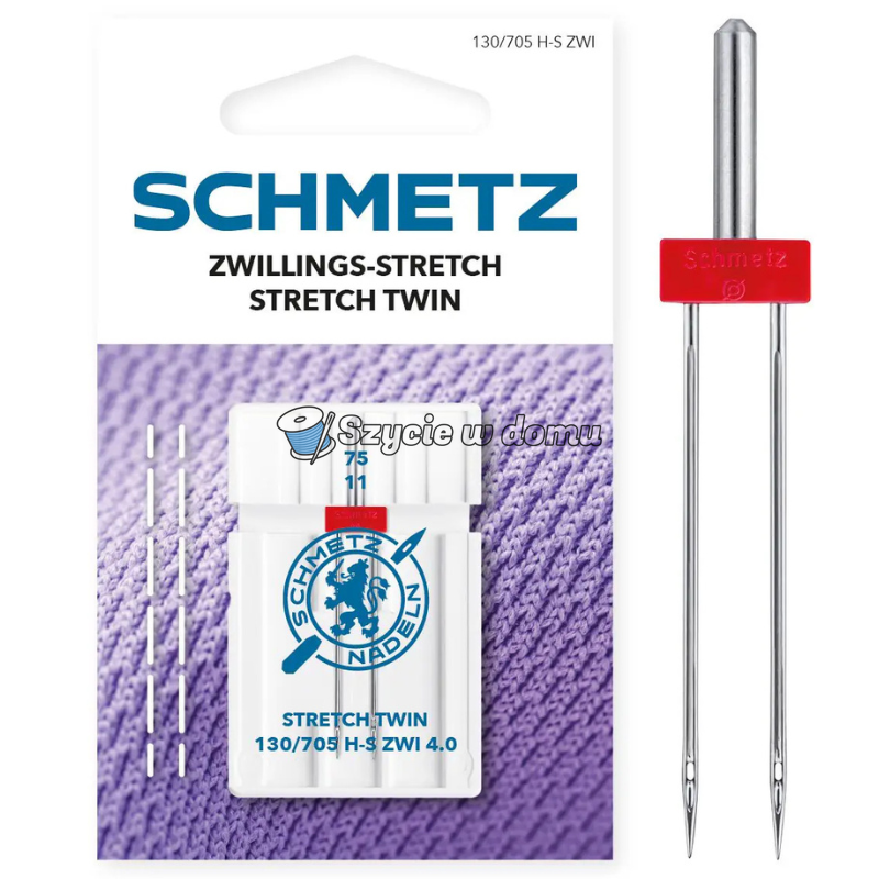 Igła podwójna do szycia dzianin Schmetz Stretch Twin 4.0 130/705 H-S ZWI 75/11