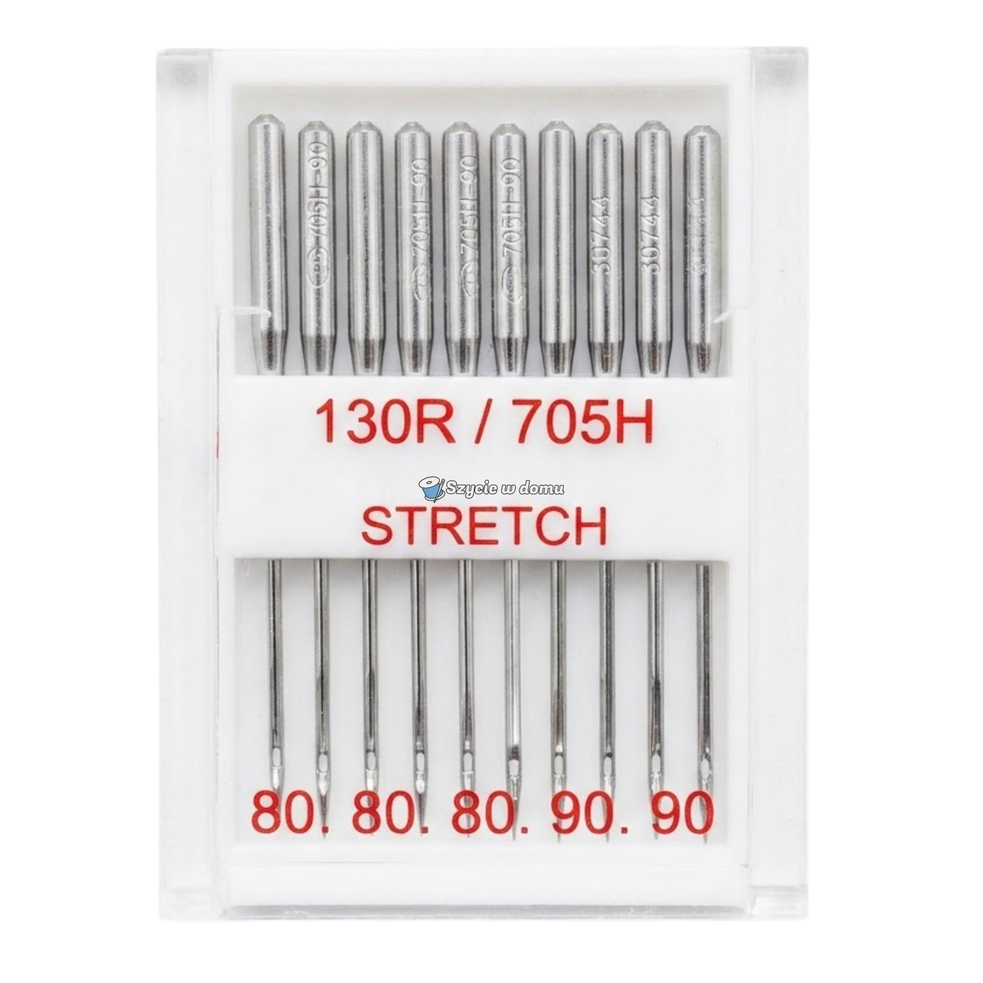Igły do maszyny do szycia zestaw SEKAICHO STRETCH MIX 80-90 130R/705H 10szt półpłaskie japońskie