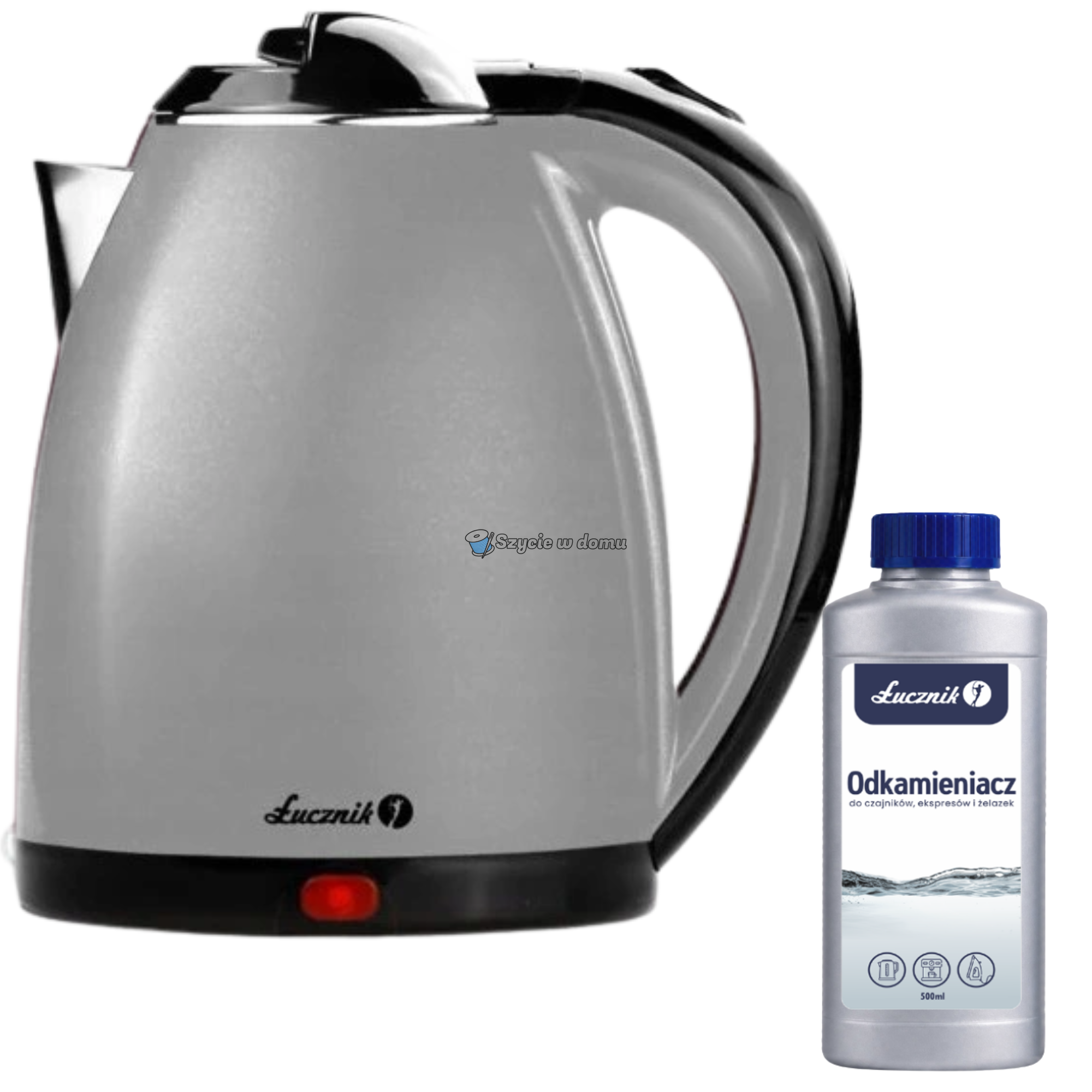 Czajnik elektryczny Łucznik WK-180 Plus Szary + odkamieniacz 500ml