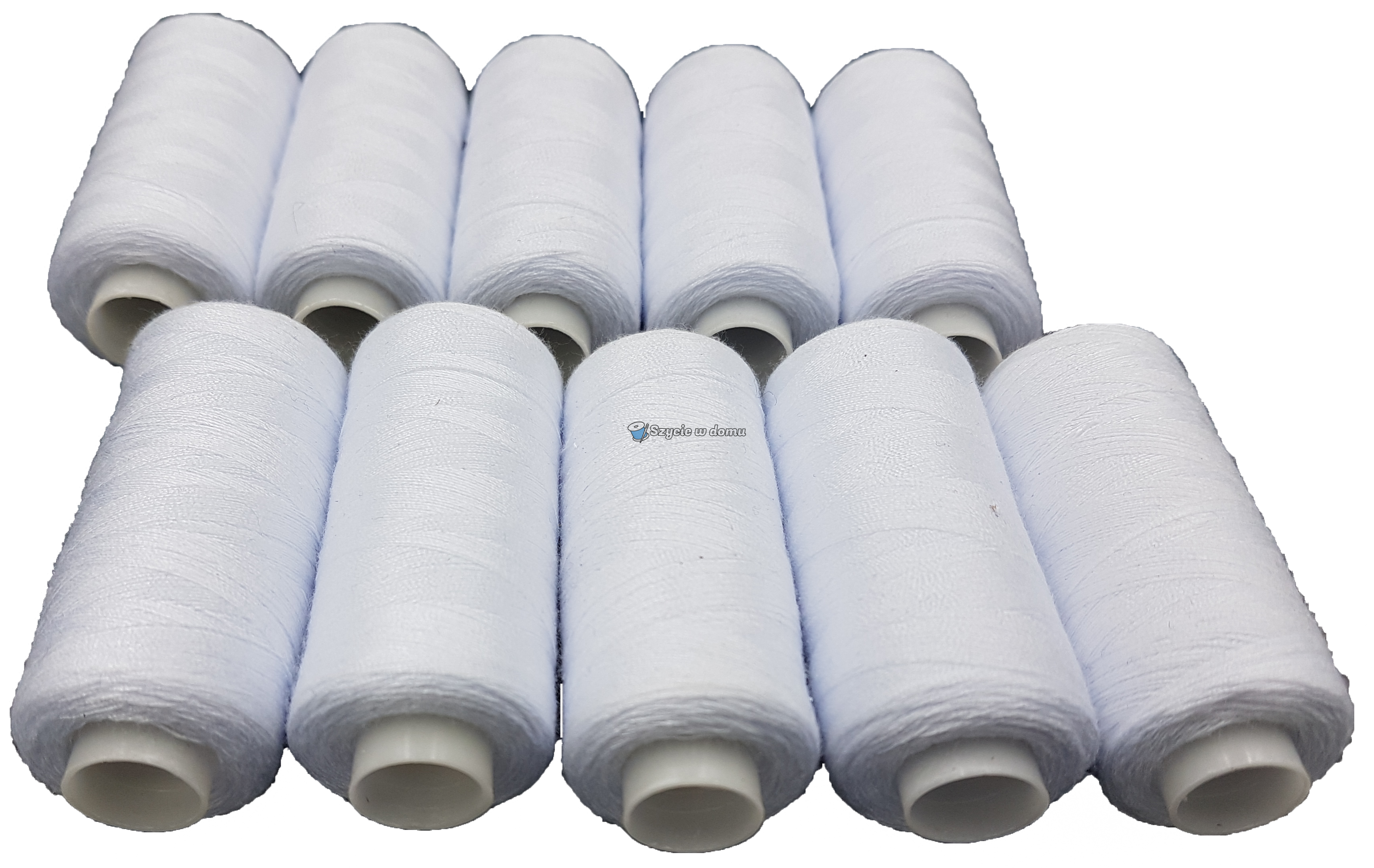 Zestaw 10 białych nici maszynowych