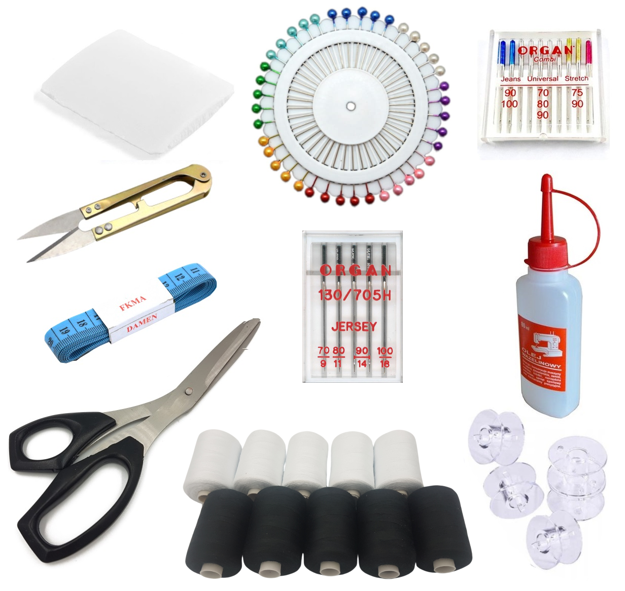 Zestaw akcesoriów krawieckich - zestaw igieł, nożyczki, nici