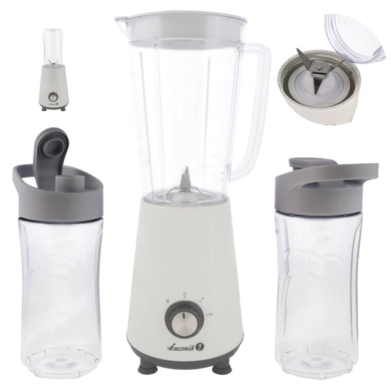 Blender kielichowy 1L Łucznik BP-2018 350W + 2 butelki 400ml do koktajli