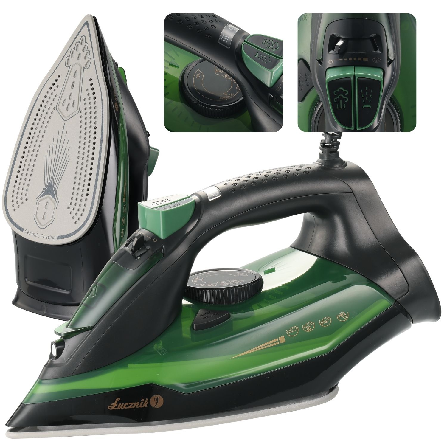 Żelazko parowe Łucznik SI-2800 Bottle Green pionowe prasowanie parą i na sucho