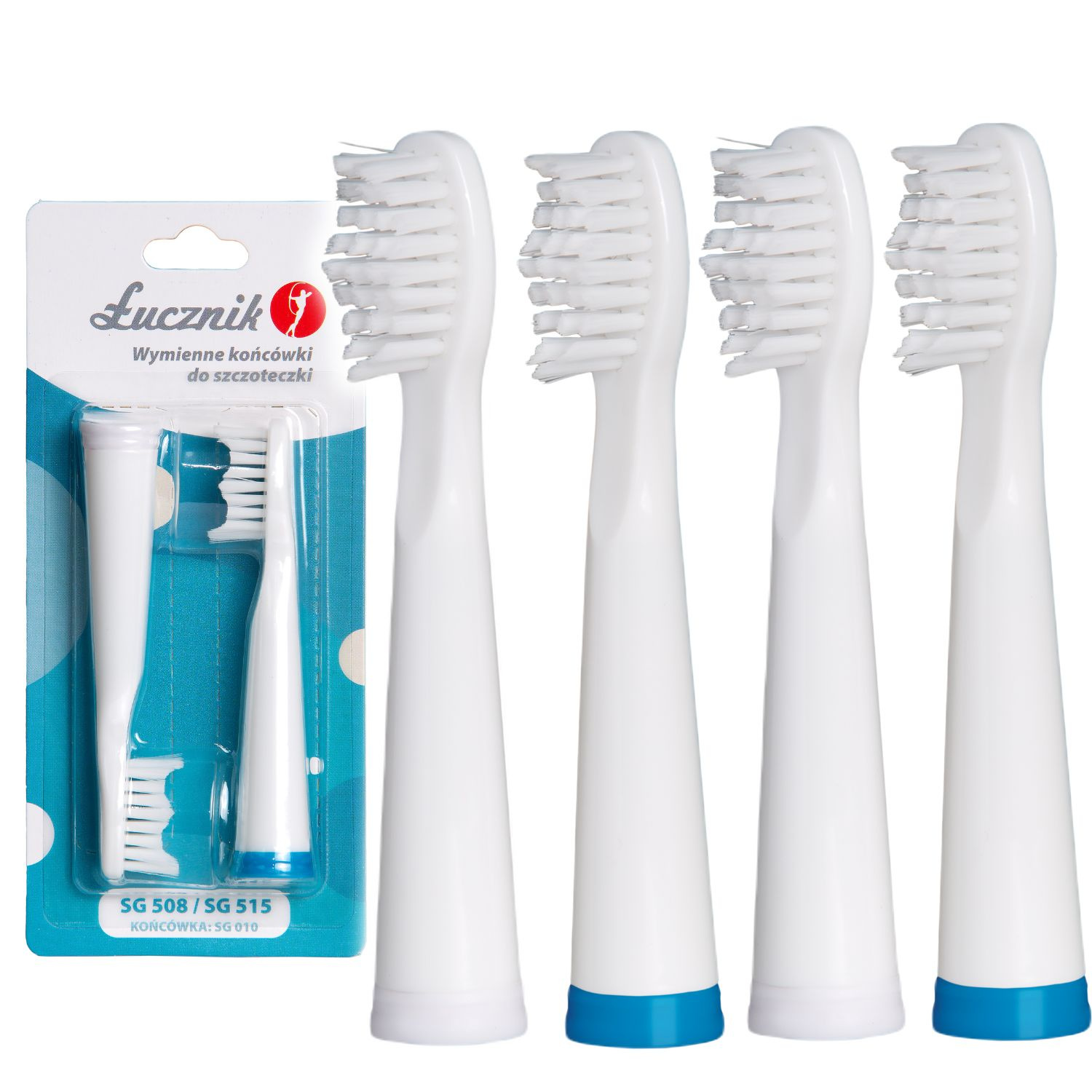 Końcówki wymienne do szczoteczki sonicznej Łucznik SG-010 zestaw 4 szt. białe