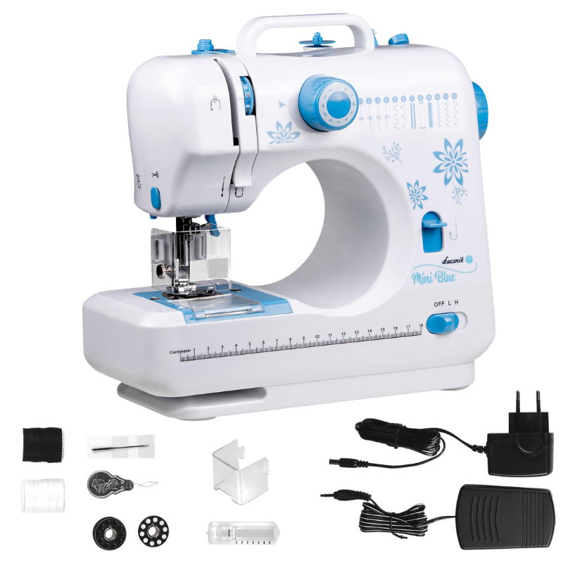 Maszyna do szycia dla dzieci i początkujących Łucznik MINI BLUE  + GRATIS akcesoria