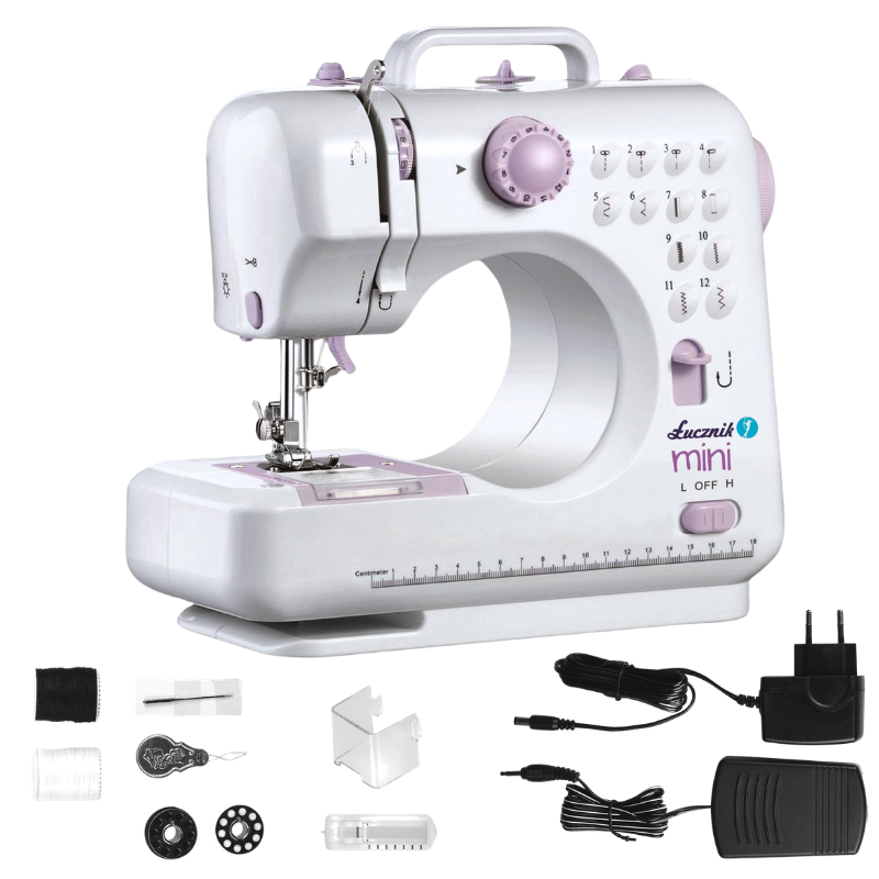 Maszyna do szycia dla dzieci na prezent Łucznik Mini bezpieczna od sieci i na baterie