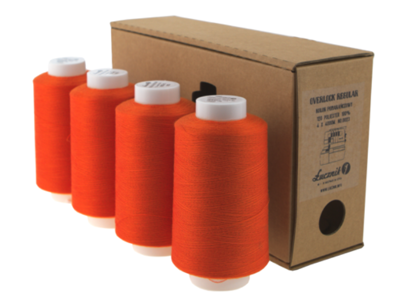 Zestaw nici do szycia na owerloku Łucznik Regular Pomarańczowe 4szt 4000m typ 120