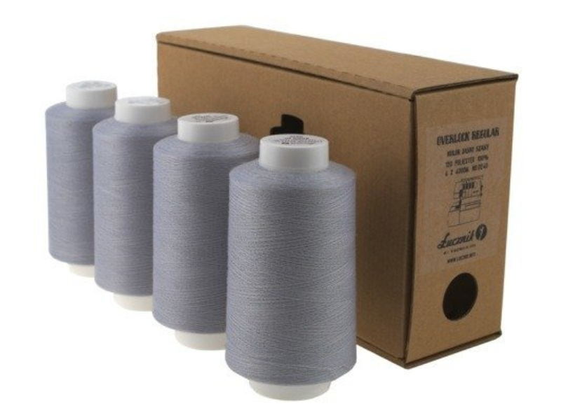 Zestaw nici do szycia na owerloku Łucznik Regular popielata 4szt 4000m typ 120