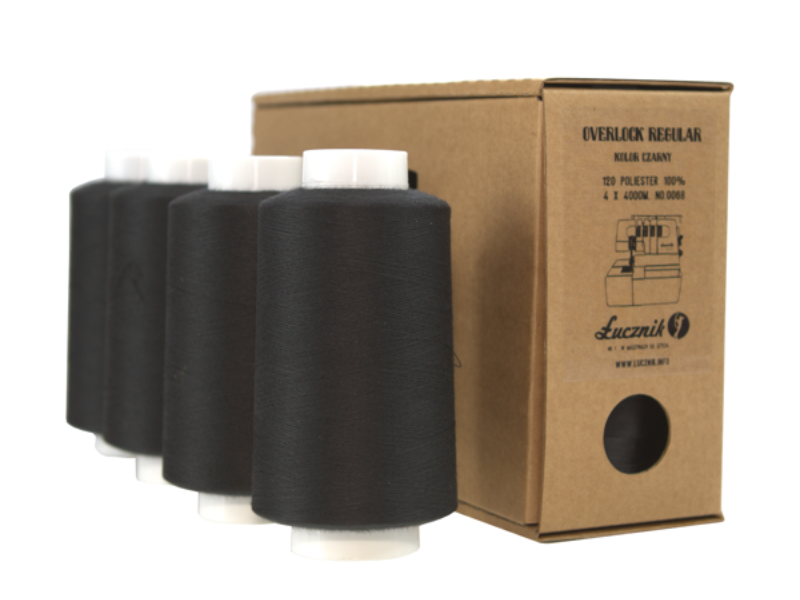 Zestaw nici do szycia na owerloku Łucznik Regular czarne 4szt 4000m typ 120