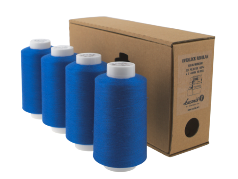 Zestaw nici do szycia na owerloku Łucznik Regular niebieskie 4szt 4000m typ 120