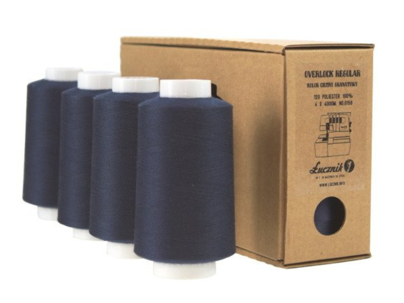 Zestaw nici do szycia na owerloku Łucznik Regular granatowe 4szt 4000m typ 120