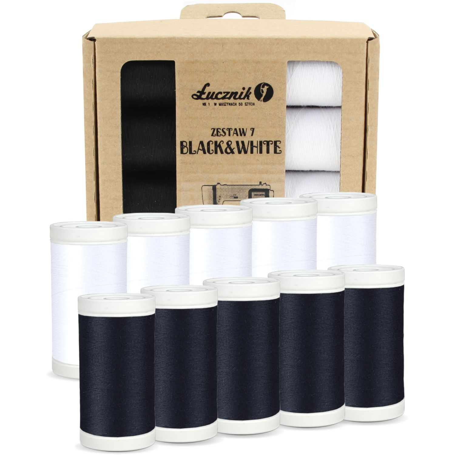Zestaw nici do maszyn do szycia Łucznik Black&White Maxi 10szt