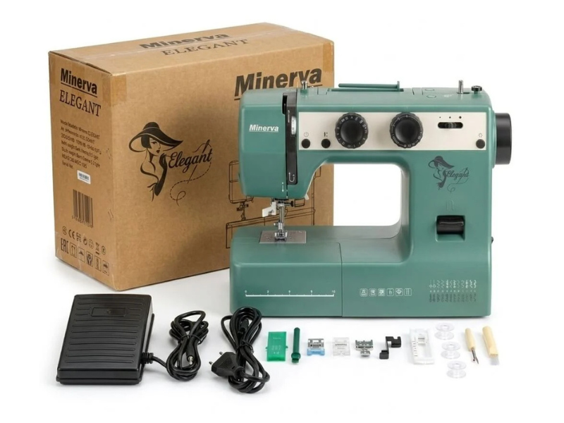Maszyna do szycia mechaniczna Minerva Elegant przycisk START/STOP 24 programy ściegowe