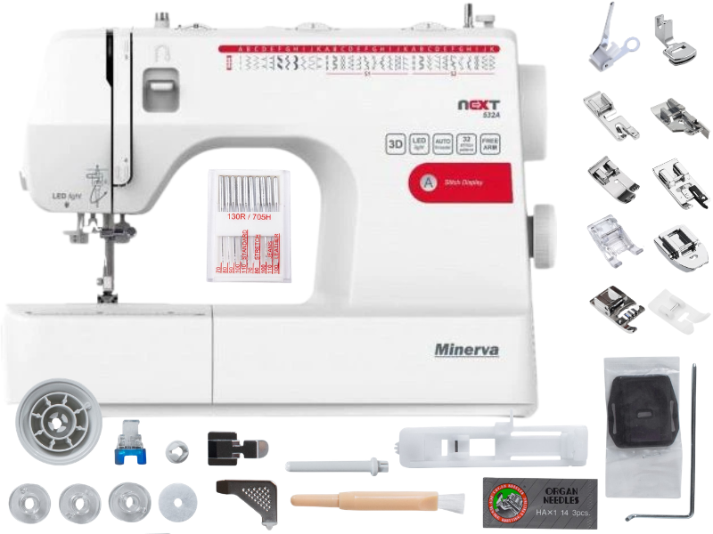 Maszyna do szycia mechaniczna Minerva Next 532A domowa 32 ściegi + igły i nici GRATIS 